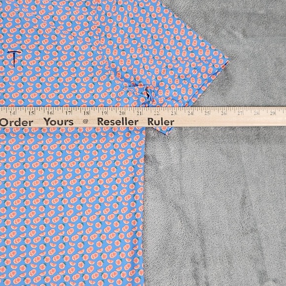 Johnnie-O Performance Polo Shirt Mens Medium Jayme Citrus Print Golf UPF 50 - Picture 11 of 14